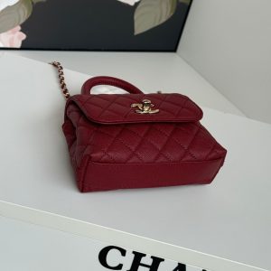 img_b5cc9469_20241020_i1729412625_2843_0_jpg CC 24K Coco Handle Nano 14.5cm Burgundy Grained Calfskin Gold Hardware