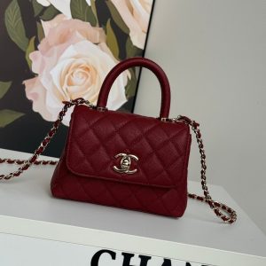 img_b5cc9469_20241020_i1729412625_9368_0_jpg CC 24K Coco Handle Nano 14.5cm Burgundy Grained Calfskin Gold Hardware
