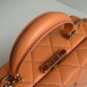 SMALL BOX BAG 18 IN CARROT LAMBSKIN GOLD HARDWARE