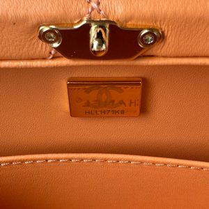 SMALL BOX BAG 18 IN CARROT LAMBSKIN GOLD HARDWARE