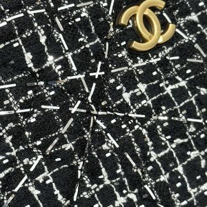 HOBO BAG 23 IN BLACK MIX WHITE TWEED GOLD HARDWARE