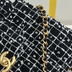 KELLY SHOPPING BAG 19 IN BLACK MIX WHITE TWEED GOLD HARDWARE