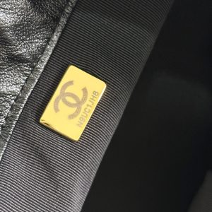 HIPPIE HOBO POSTMAN BAG 30 IN BLACK CALFSKIN GOLD HARDWARE