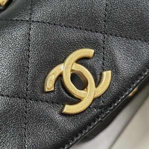 HIPPIE HOBO POSTMAN BAG 30 IN BLACK CALFSKIN GOLD HARDWARE