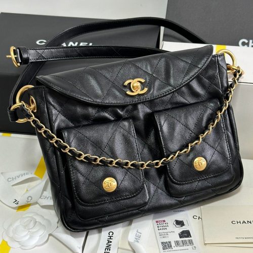 img_b885826e_20240327_i1711470067_1899_1_jpg SMALL HIPPIE HOBO POSTMAN BAG 25 IN BLACK CALFSKIN GOLD HARDWARE