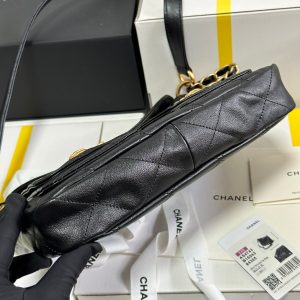 SMALL HIPPIE HOBO POSTMAN BAG 25 IN BLACK CALFSKIN GOLD HARDWARE