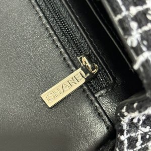 MINI FLAP BAG 20 ATTACHED SAQUINS IN BLACK MIX WHITE TWEED GOLD HARDWARE