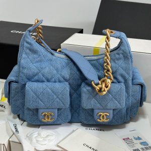 img_b885826e_20250112_i1736659380846_8676_0_0_jpg CC 25C Hobo 31cm Baby Blue Demin Gold Hardware 243565