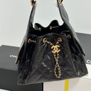 CC 25C Hobo Bag 30cm Black Lambskin