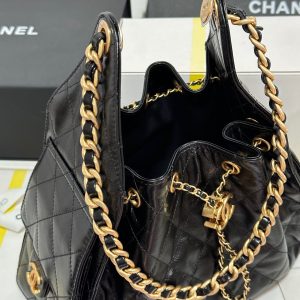 CC 25C Hobo Bag 30cm Black Lambskin