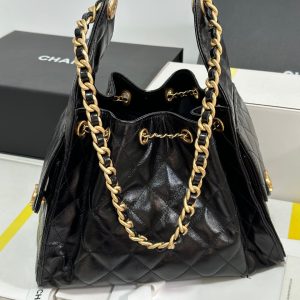 CC 25C Hobo Bag 30cm Black Lambskin