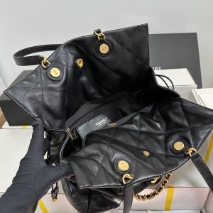 CC 25C Drawstring Backpack Black Lambskin Gold Hardware 243655