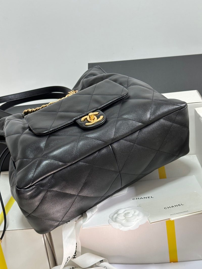 CC 25C Drawstring Backpack Black Lambskin Gold Hardware 243655