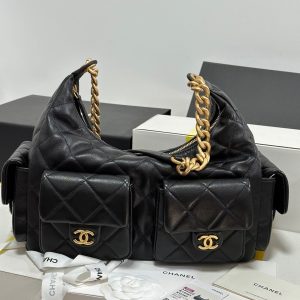 CC 25C Hobo 35cm Black Lambskin Gold Hardware 243536