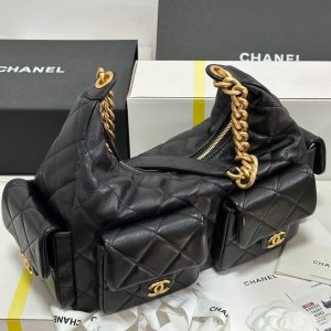 CC 25C Hobo 35cm Black Lambskin Gold Hardware 243536