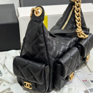 CC 25C Hobo 31cm Black Lambskin Gold Hardware 243540