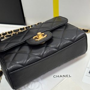 CC 25P Flap 18 Bag Black Cowhide Gold Hardware 243560