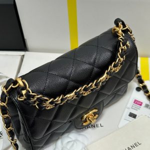 CC 25P Flap 18 Bag Black Cowhide Gold Hardware 243560