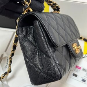 CC 25P Flap 18 Bag Black Cowhide Gold Hardware 243560