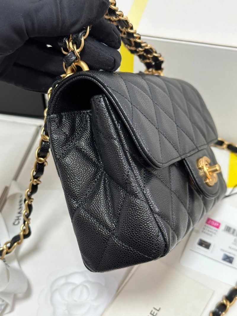 CC 25P Flap 18 Bag Black Cowhide Gold Hardware 243560