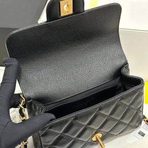 CC 25P Flap 18 Bag Black Cowhide Gold Hardware 243560