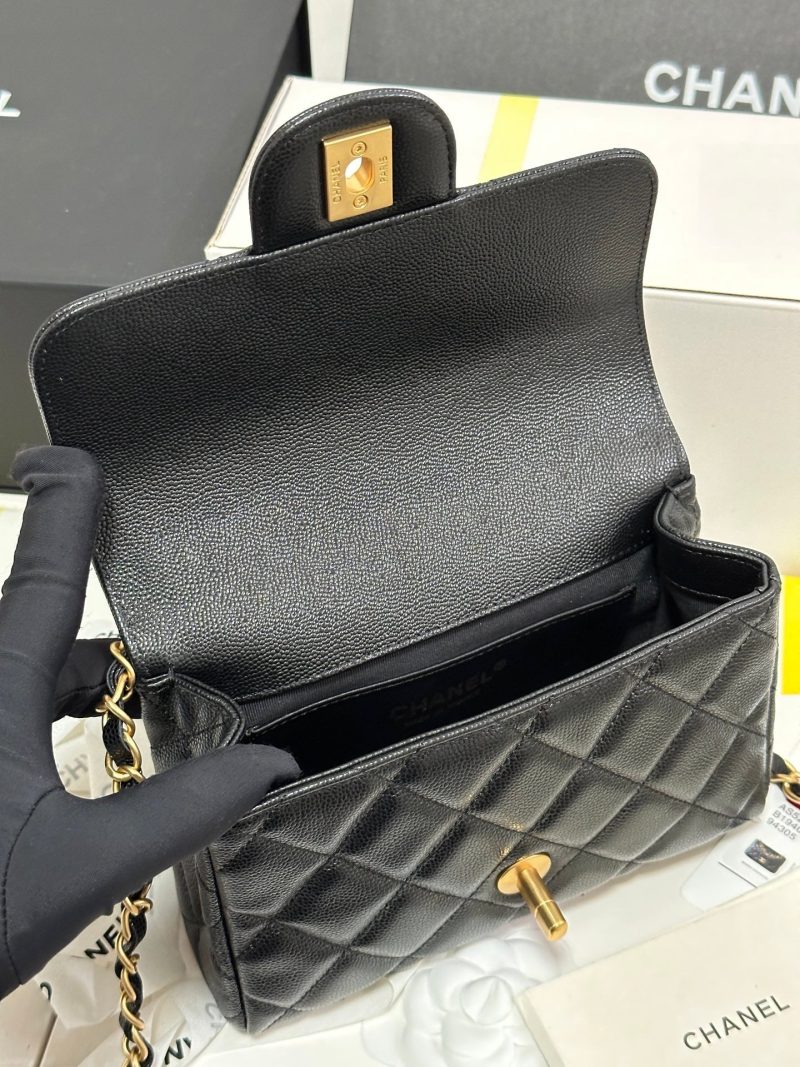 CC 25P Flap 18 Bag Black Cowhide Gold Hardware 243560