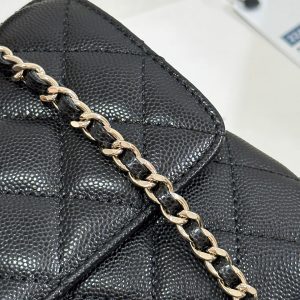 CC Coco Handle Flap Bag 24 Black Quilted Caviar Light Gold Hardware 243475