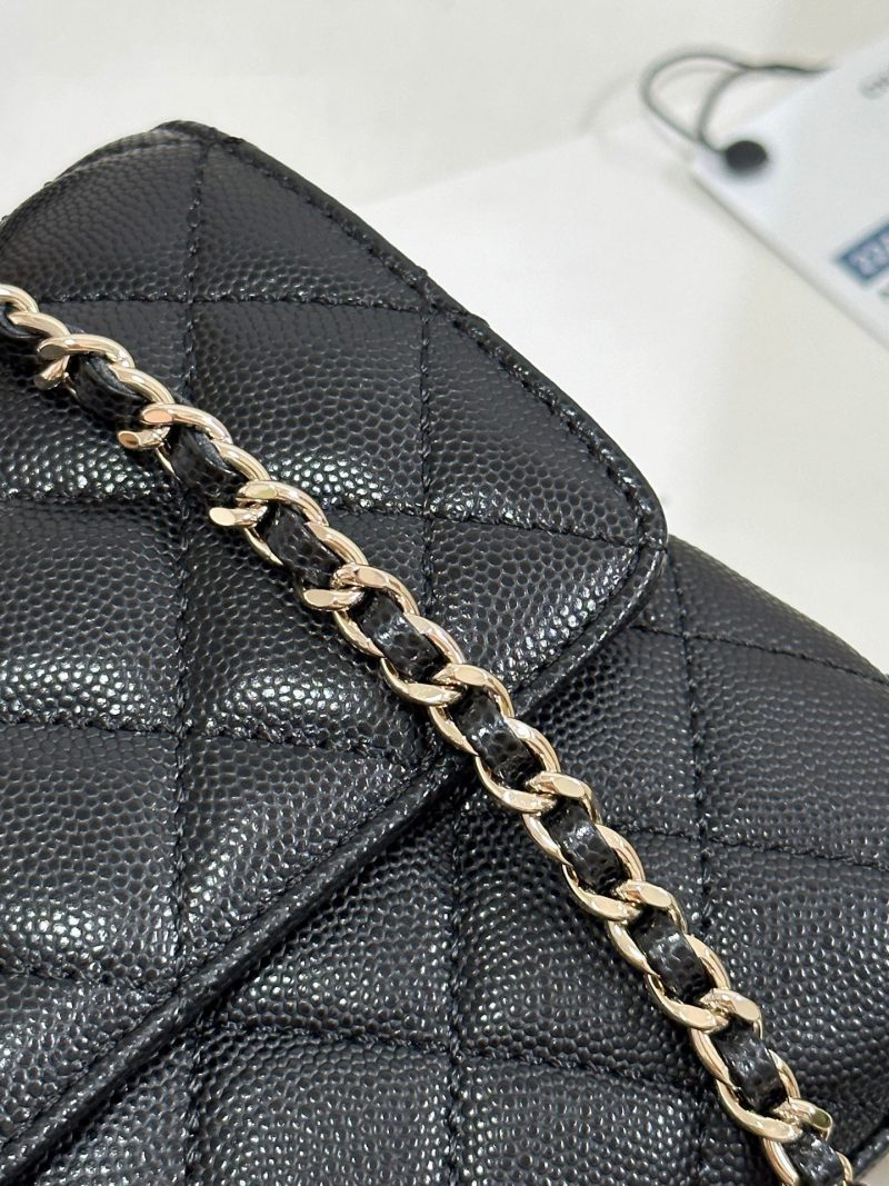 CC Coco Handle Flap Bag 24 Black Quilted Caviar Light Gold Hardware 243475