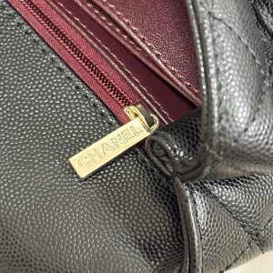 CC Coco Handle Flap Bag 24 Black Quilted Caviar Light Gold Hardware 243475