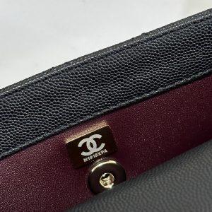 CC Coco Handle Flap Bag 24 Black Quilted Caviar Light Gold Hardware 243475