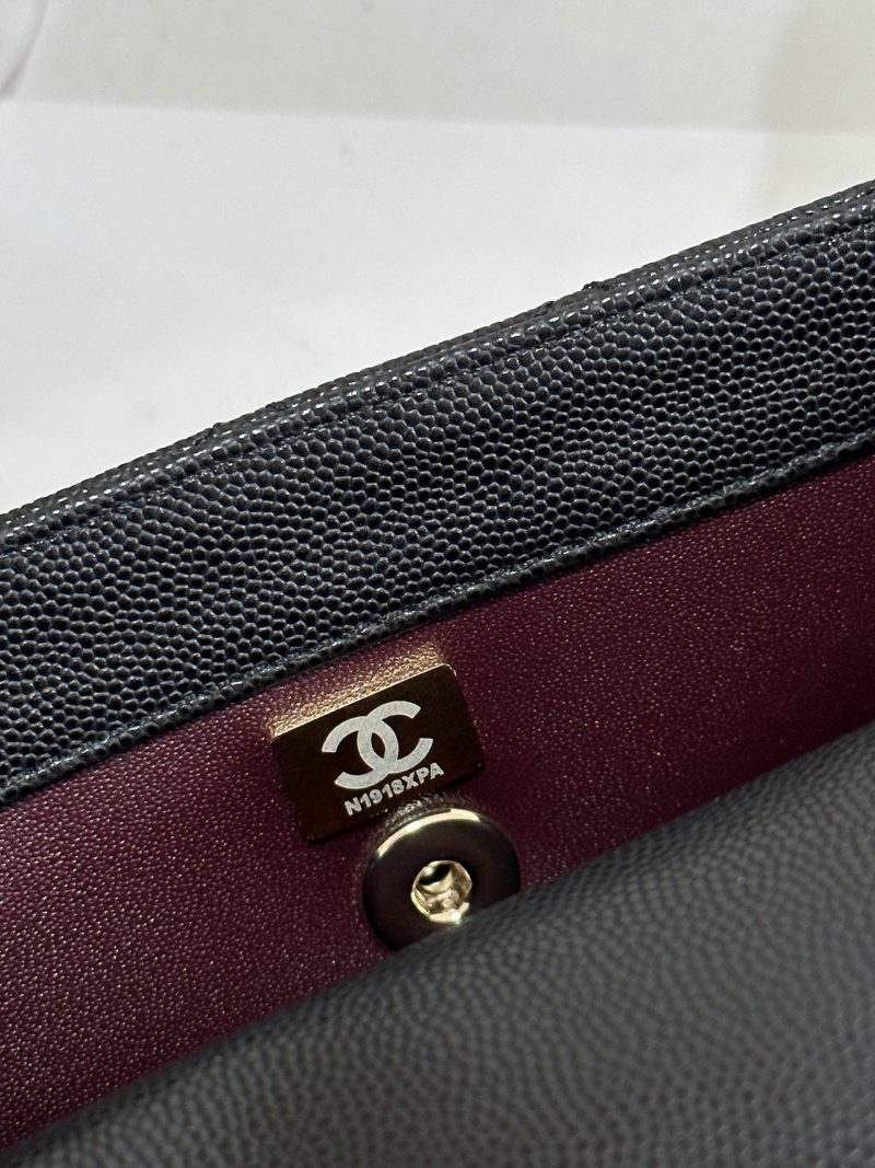 CC Coco Handle Flap Bag 24 Black Quilted Caviar Light Gold Hardware 243475