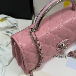 CC 25P Wallet Woc Handle 17cm Pink Pastel Leather Silver Hardware 243439