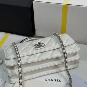 img_b885826e_20250328_i1743135639351_9309_0_6_jpg CC 25P Wallet Woc Handle 17cm White Leather Silver Hardware 243442