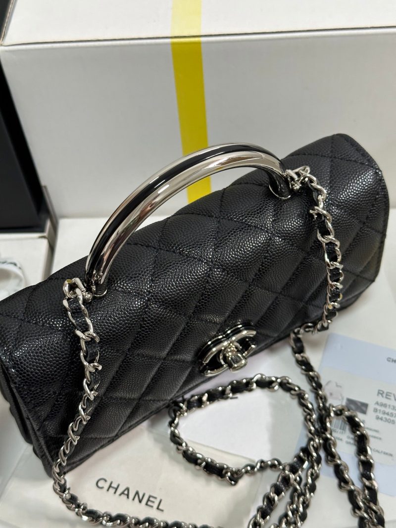 img_b885826e_20250328_i1743135746481_8351_0_2_jpg CC 25P Wallet Woc Handle 17cm Black Leather Silver Hardware 243445