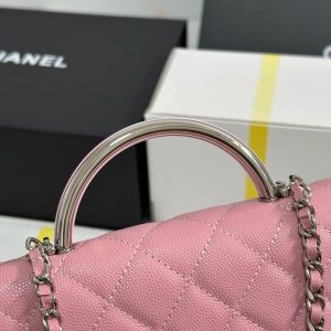 CC 25P Wallet Woc Handle 19cm Pink Pastel Leather Silver Hardware 243448