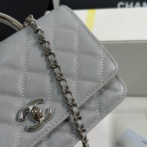 img_b885826e_20250328_i1743136154733_2063_0_4_jpg CC 25P Wallet Woc Handle 19cm Light Gray Leather Silver Hardware 243454