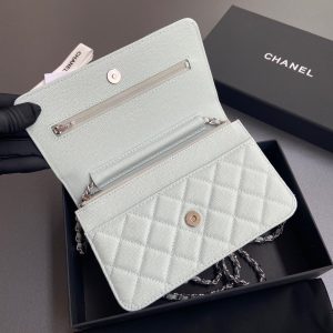 CC Mini Crossbody Bags 20cm Light Blue Caviar Sliver Steel 234828