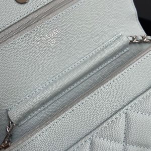 CC Mini Crossbody Bags 20cm Light Blue Caviar Sliver Steel 234828