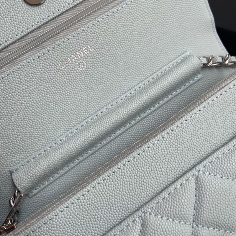 CC Mini Crossbody Bags 20cm Light Blue Caviar Sliver Steel 234828