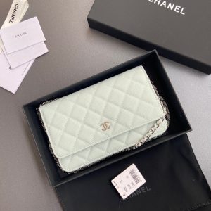 CC Mini Crossbody Bags 20cm Light Blue Caviar Sliver Steel 234828