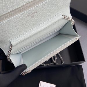 CC Mini Crossbody Bags 20cm Light Blue Caviar Sliver Steel 234828