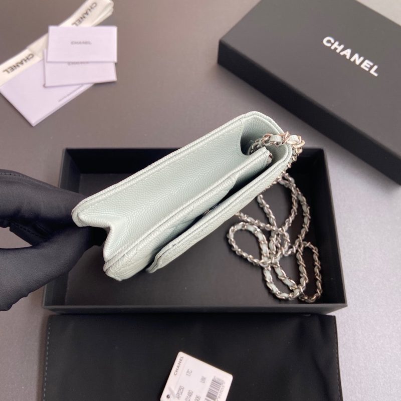 CC Mini Crossbody Bags 20cm Light Blue Caviar Sliver Steel 234828