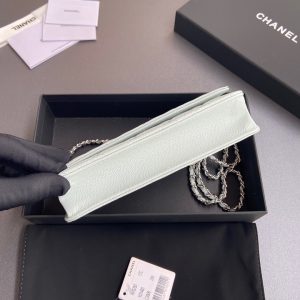 CC Mini Crossbody Bags 20cm Light Blue Caviar Sliver Steel 234828