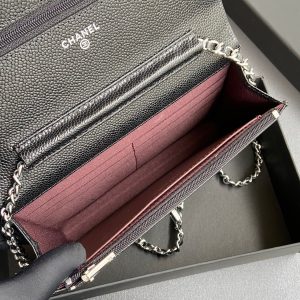 CC Wallet On Chain 20cm Black Caviar Leather Light Gold Hardware 240162