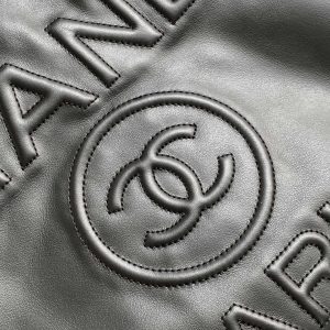 CC LARGE DEAUVILLE TOTE BAG 38CM BLACK CALFSKIN GHW