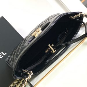 cc 24s31 mini shopping bag 22cm black lambskin gold hardware