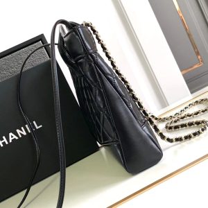 cc 24s31 mini shopping bag 22cm black lambskin gold hardware