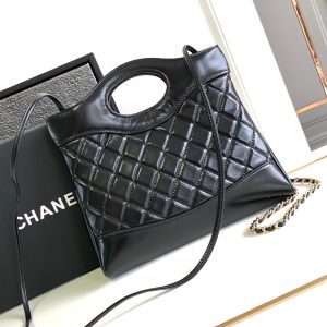 cc 24s31 mini shopping bag 22cm black lambskin gold hardware