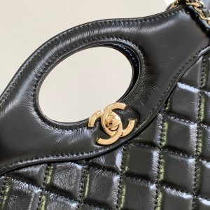 cc 24s31 mini shopping bag 22cm black lambskin gold hardware