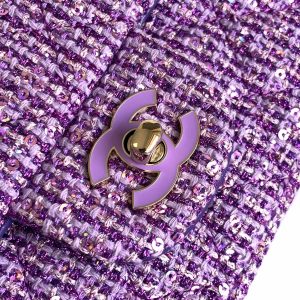 CC CLASSIC 20 HANDBAG IN LIGHT PURPLE WOOL TWEED